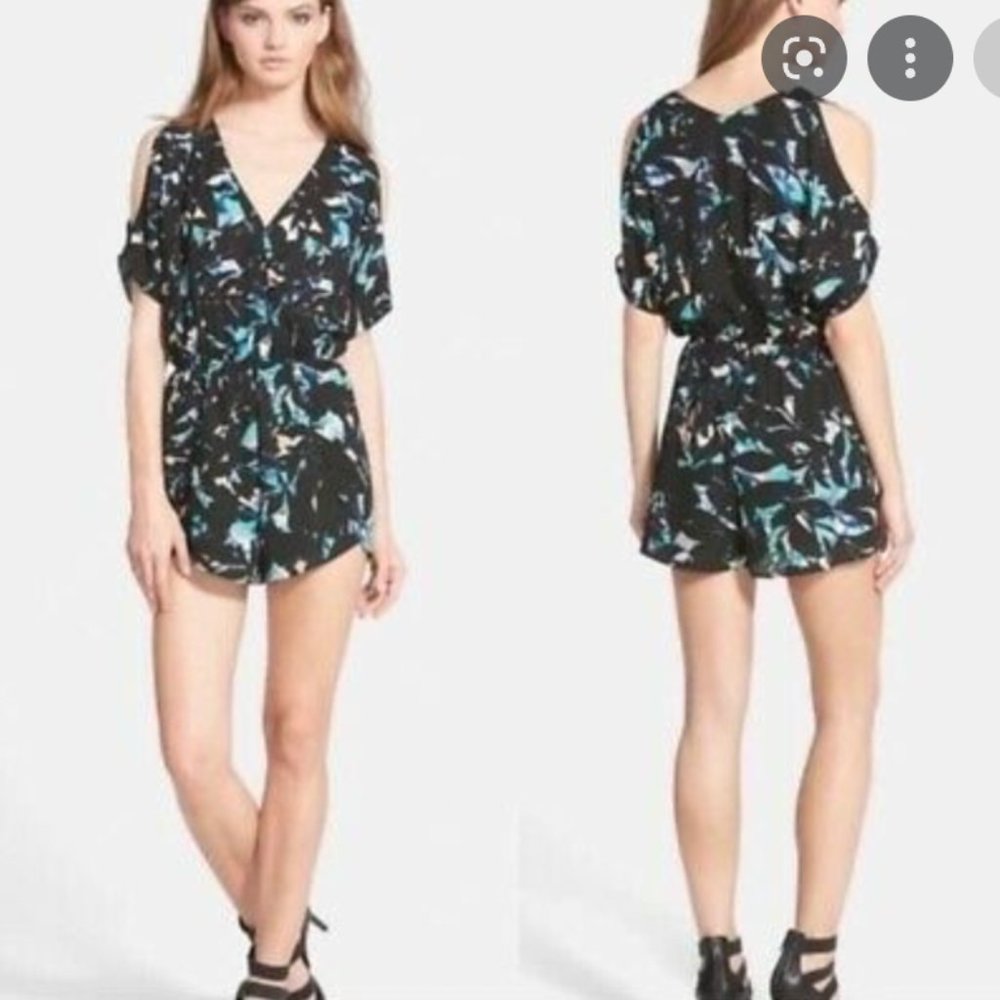 Astr Floral Romper with Cut Out Shoulders
